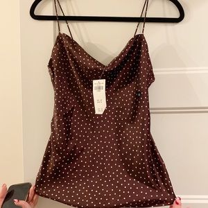 A&F burgundy polka dot tank